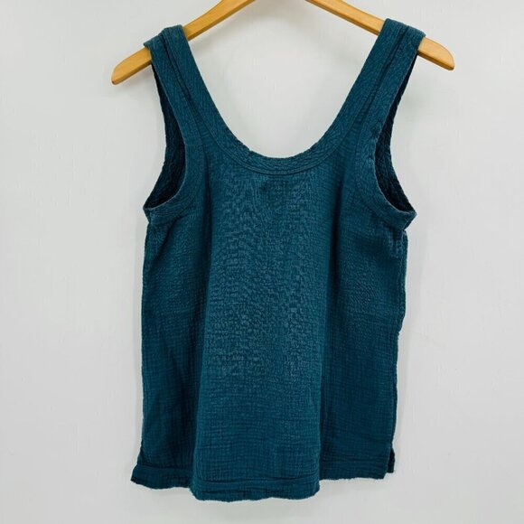Faherty Topanga Organic Cotton Stormy Sea Blue Gauzy Scoop Neck XS Tank Top NWT - Picture 3 of 10